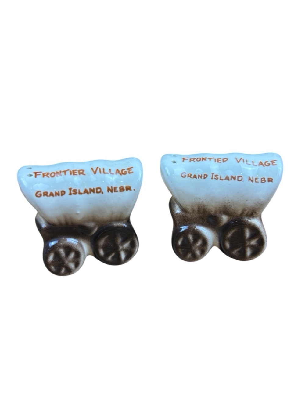 Vintage Frontier Village Salt & Pepper Shakers Grand Island Nebraska RARE